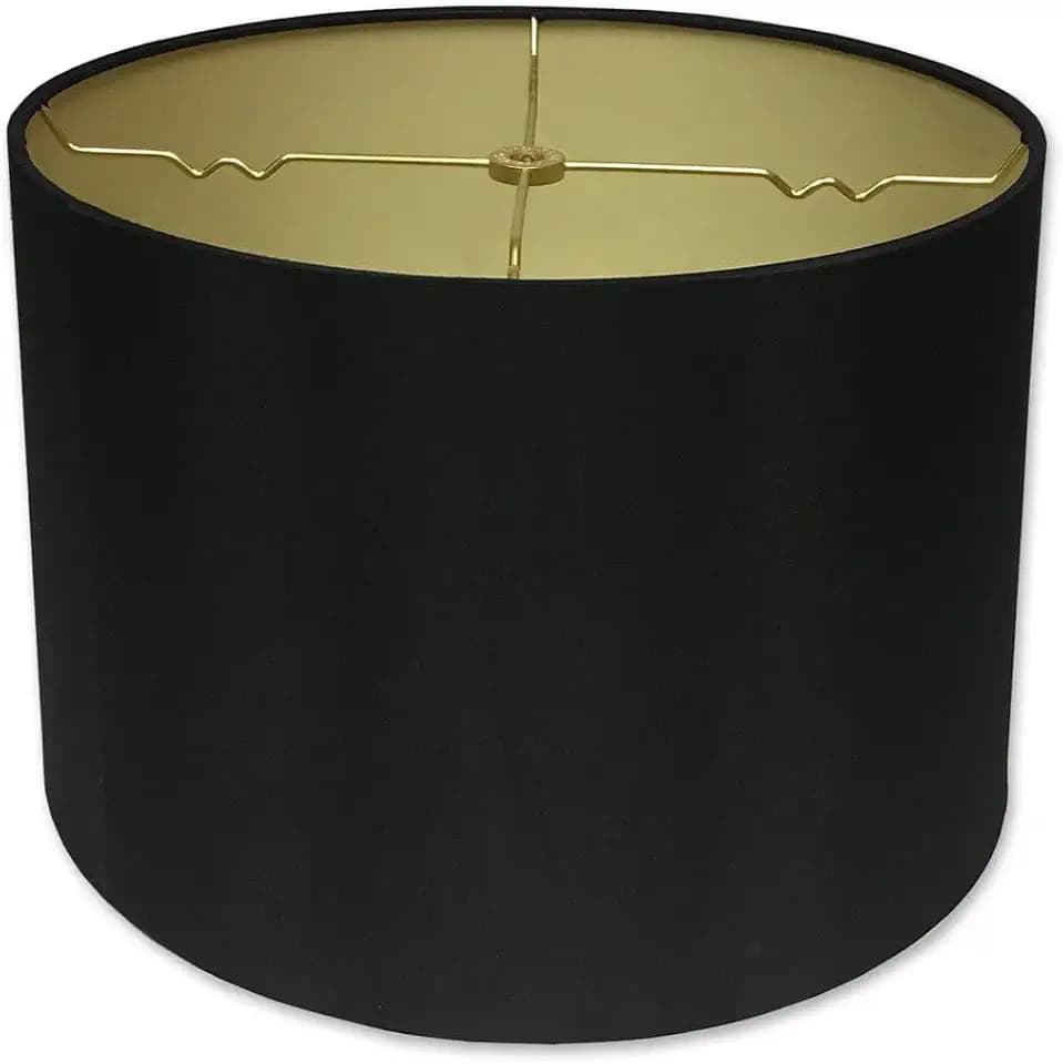 Royal Designs, Inc. HB-610-18BLK/GL Shallow Drum Hardback Lamp Shade, 17 x 18 x 11.5, Black with Gold