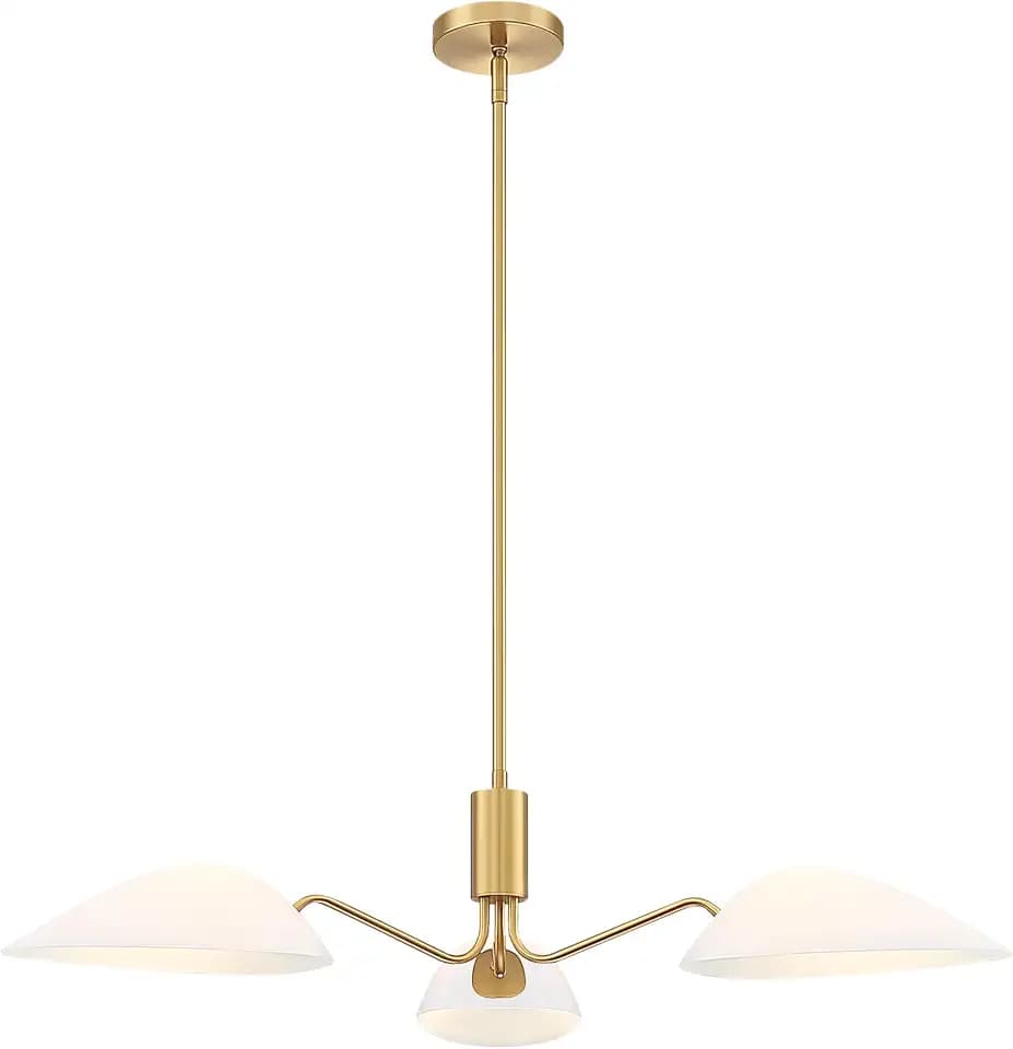 MEXO Modern Glass Chandeliers, Sputnik Chandelier Gold Pendant Lighting Fixture Glass Shade Ceiling Light for Dining Room Kitchen Island