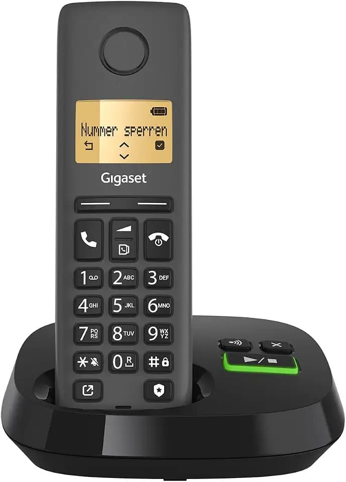 Gigaset Pure 120A - Schnurloses DECT-Telefon mit Anrufbeantworter - ECO DECT - Anrufschutz - beleuchtetes Display - hörgerätekompatibel, anthrazit schwarz [Kompatibel in DE, IT, FR, NL, BE, Che, AUT]