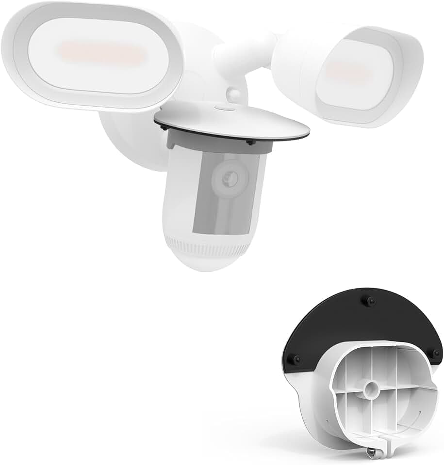 Sun Rain Shade Camera Cover Compatible with R-ing Floodlight Cam Wired Pro, for R-ing Floodlight Outdoor Weather-Resistant Rain Shield Accesorios (White)