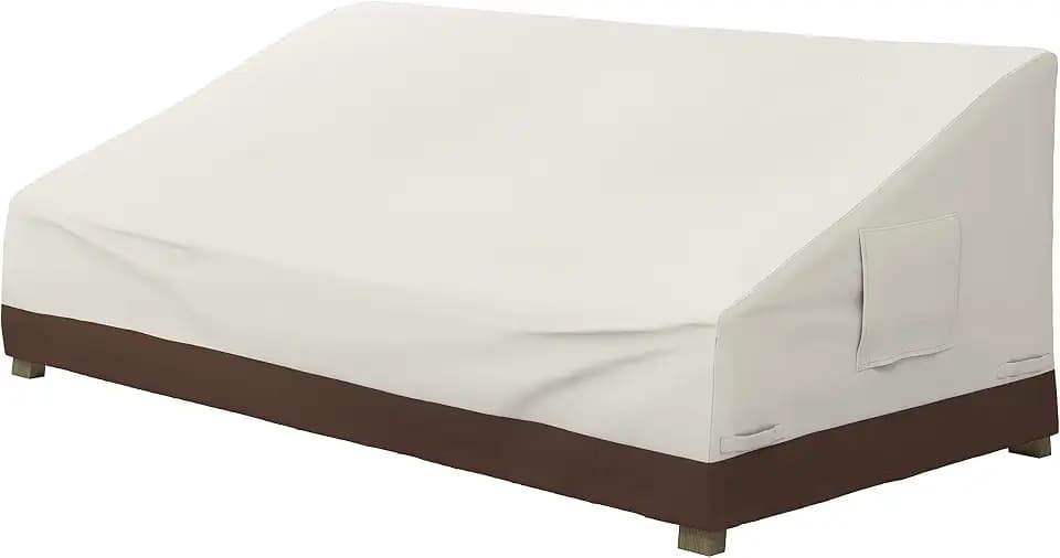 Amazon Basics 3-Seater Outdoor Couch and Patio Furniture Cover, Waterproof Lounge Sofa Cover, UV Resistant, Click-Close Straps, 78" x 38" x 29", Beige/Tan