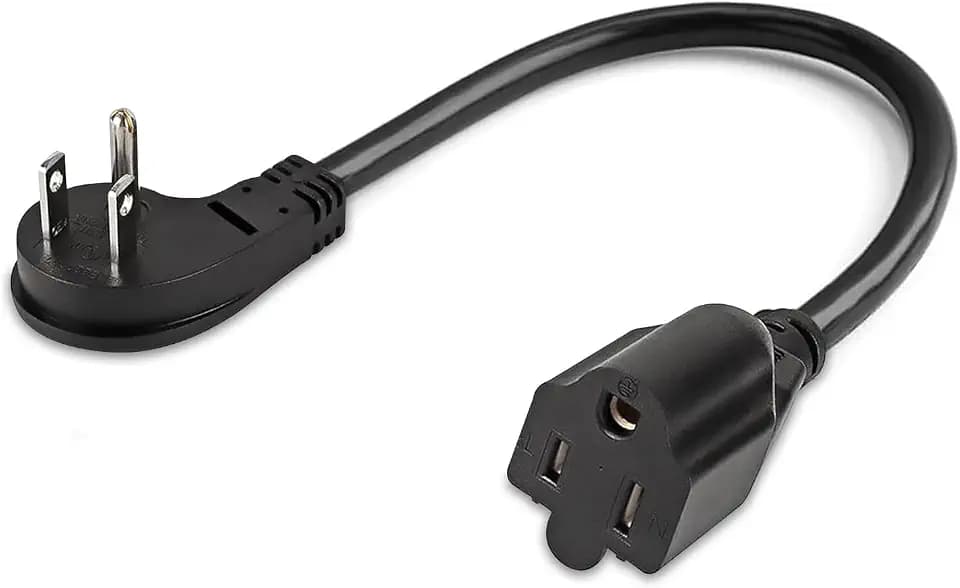 1875W Short Extension Cord,15A 16AWG Low Profile Flat Plug Heavy Duty Extension Cord Outlet Saver 3-Prong Grounded Power (Black 3 Feet)