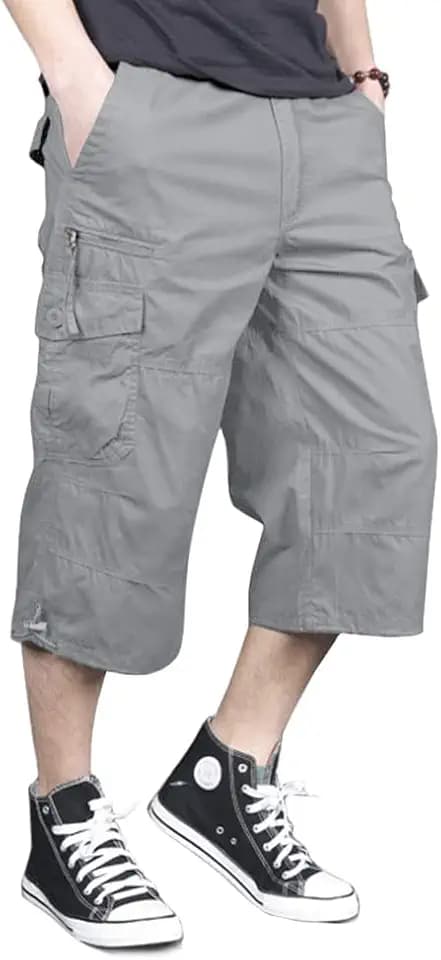 MAGNIVIT Men's Capri Long Cargo Shorts Below Knee Shorts 3/4 Casual Shorts