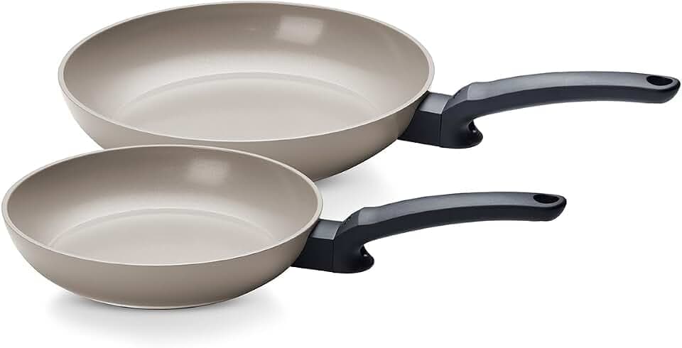Fissler Ceratal® Evo Classic Pfannen-Set 2-teilig (24 + 28 cm, Warmgrau) – Made in Germany, Keramikpfannen hergestellt ohne PFAS/PTFE, CookStar® Boden