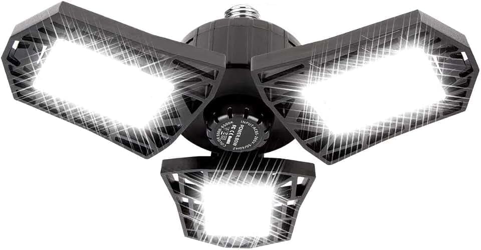 LED Garage Lights - 6000 Lumen 6500K Daylight 60W, Three Leaf Led Garage Ceiling Lights, Pack of 1