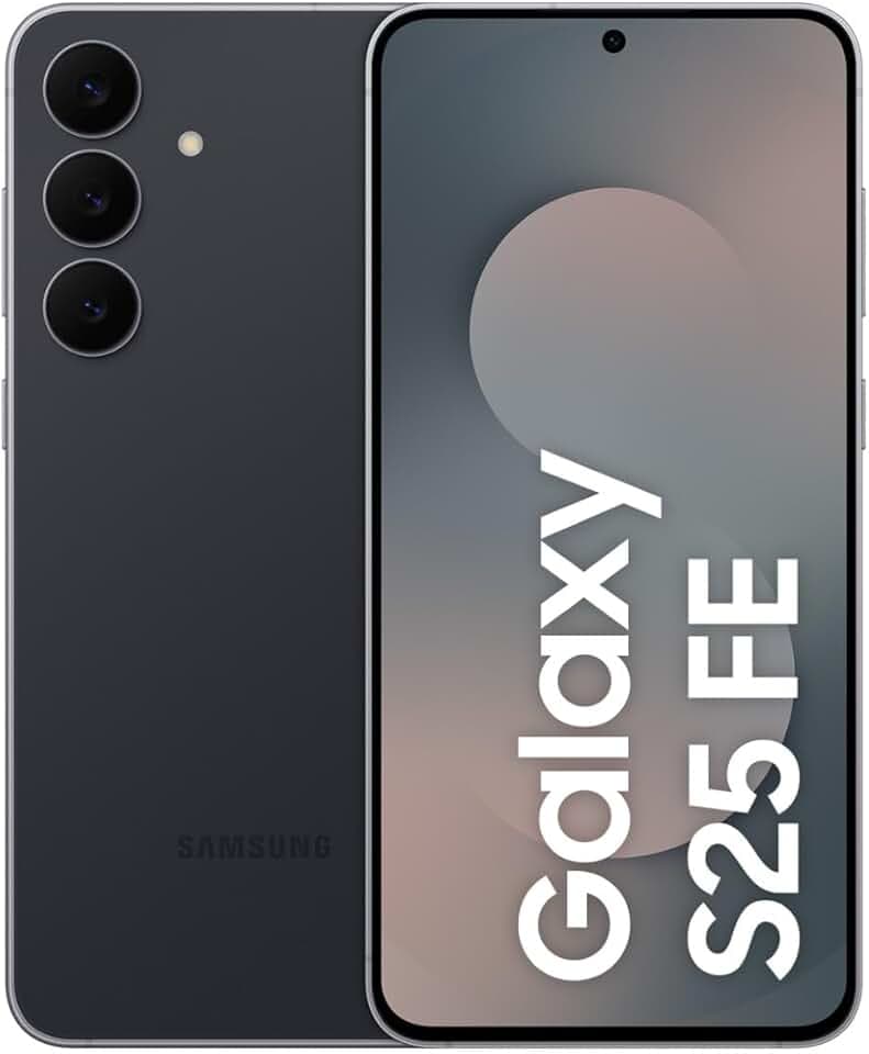 Samsung Galaxy S25 FE mit Galaxy AI, Handy mit Android, 6,7 Zoll FHD-Display, 50 MP Kamera, 256 GB Speicher, 8 GB RAM, 4.900 mAh Akku, JetBlack, 3 Jahre Herstellergarantie [Exklusiv auf Amazon]