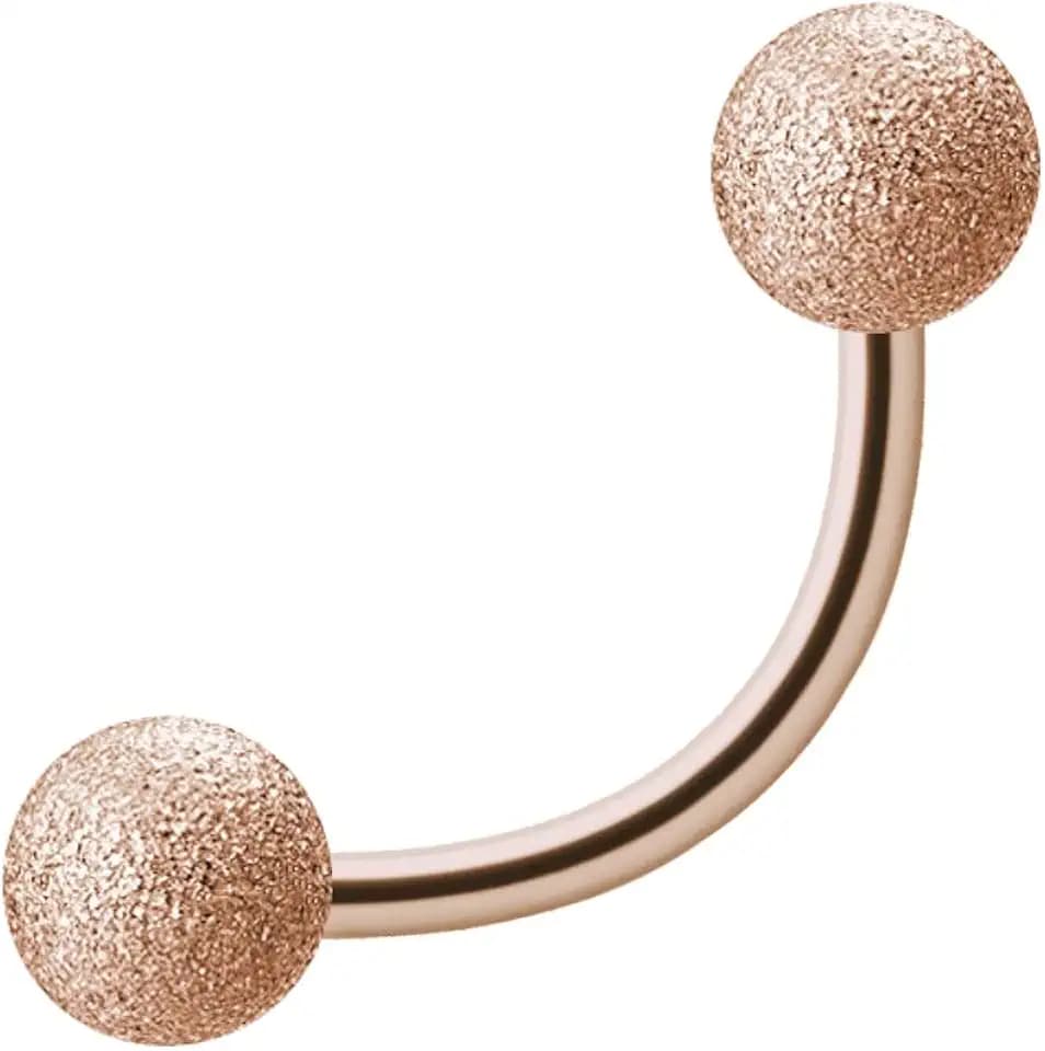 Treuheld® Roségoldene Piercing Banane | Diamant-Optik | Stahl