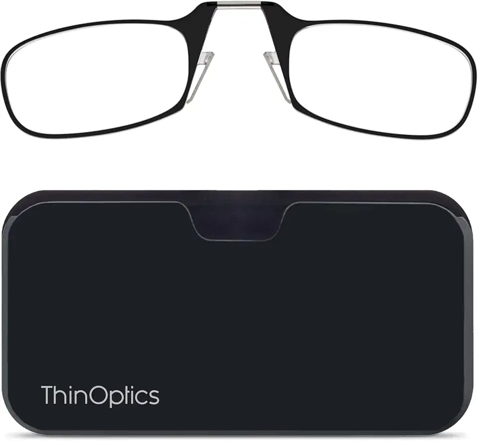 ThinOptics Pod Reading Glasses - Slim Armless Pocket Readers - Black, Black 1.5x