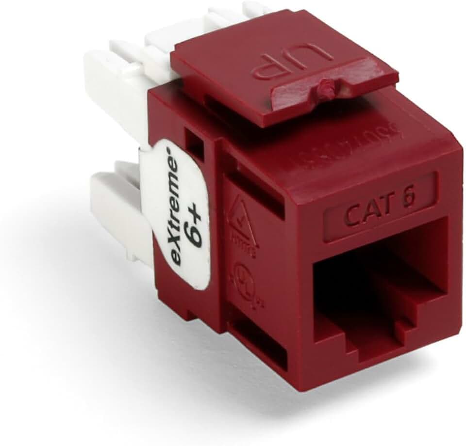 Leviton Extreme 6+ QuickPort Connector, CAT 6, 61110-RR6, Red