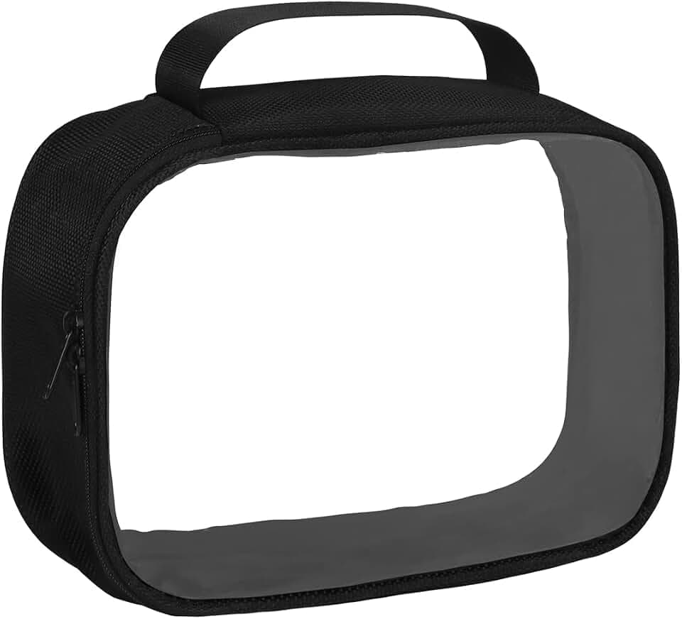 Kulturbeutel Transparent Kulturtasche PVC Flugzeug Beutel Flüssigkeiten Kosmetiktasche Reise Kosmetikbeutel Durchsichtige Tasche Handgepäck-Reisezubehör Toilettentasche Wasserfest für Damen Schwarz