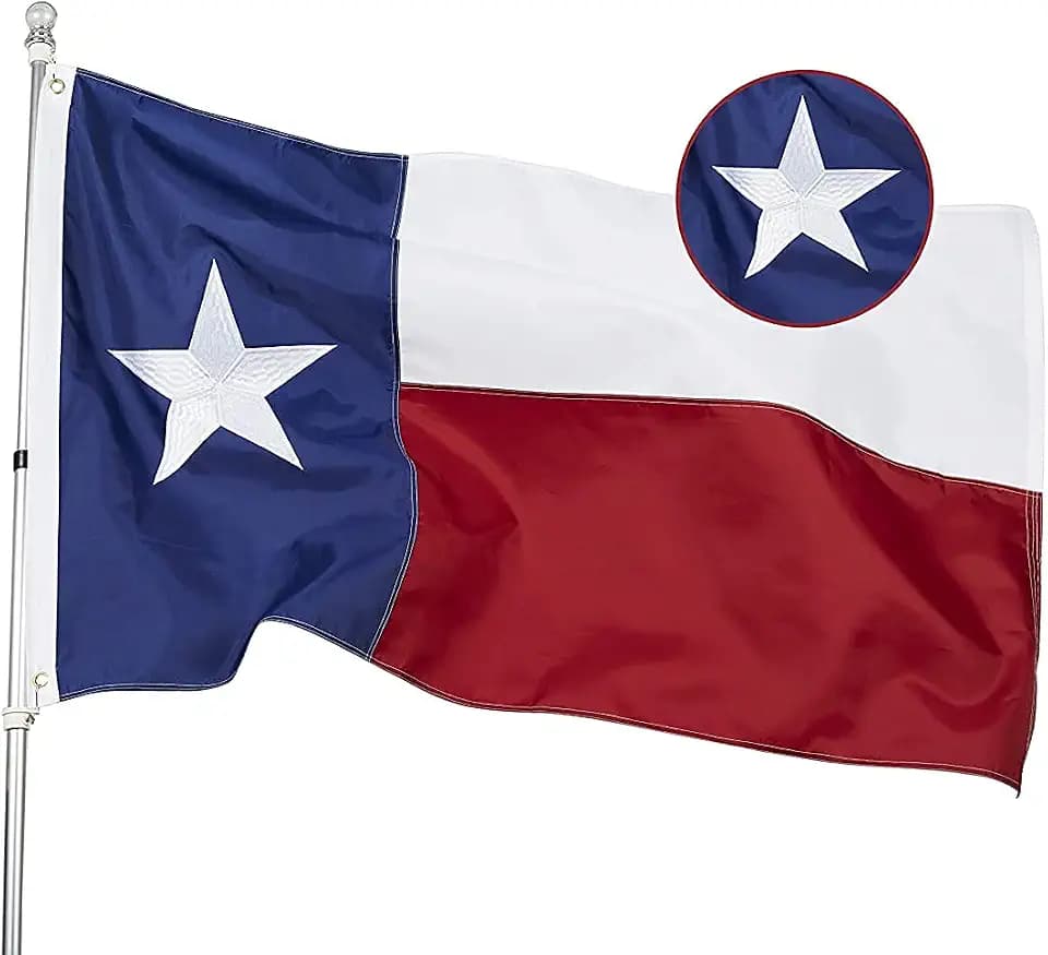 Homissor Texas Flag 4x6 Feet - Embroidered Star Sewn Stripes Outdoor Heavy Duty Nylon Flags Vivid Color - Canvas Header Brass Grommets and 4 Stitch Hemming USA Flag