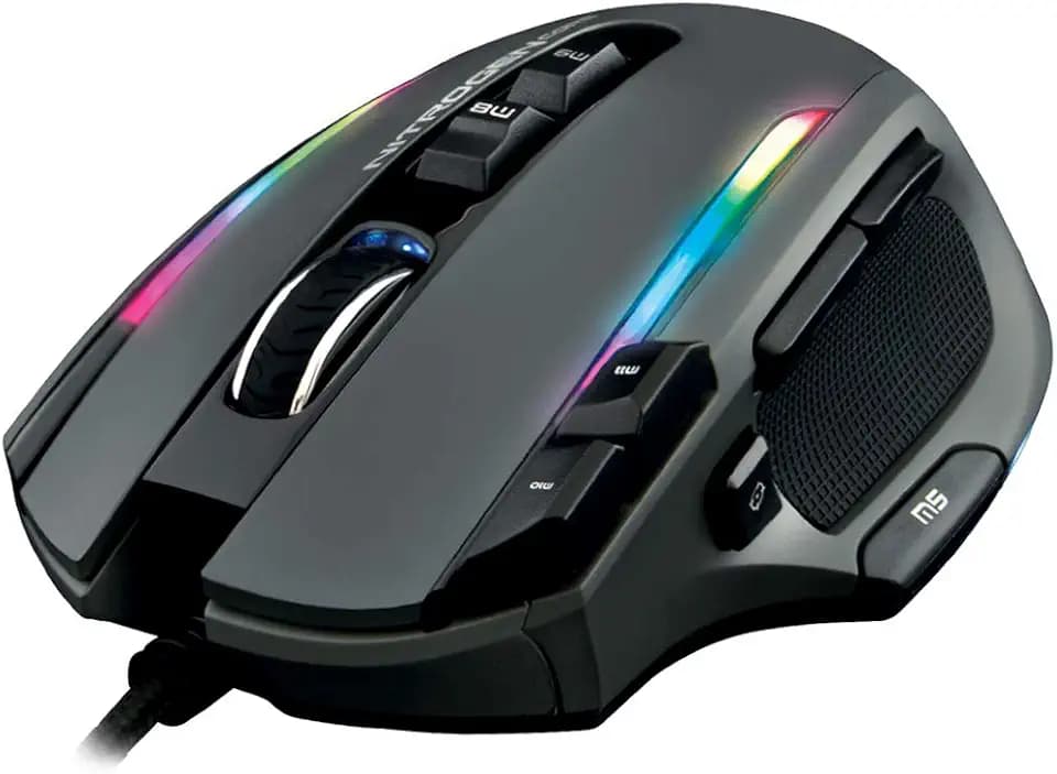 THE G-LAB Kult NITROGEN CORE Hochleistungs-Kabel-Gaming-Maus - Avago 10.000 DPI-Optischsensor, RGB, Anpassbares Gewicht, 11 Extrem Programmierbare Tasten, Ultraleicht – Kompatibel mit PC/PS5/Xbox One