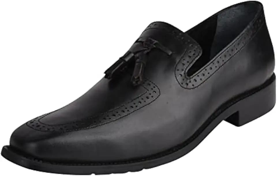 Mens Genuine Leather Adults Tassel Loafer Slip On Dress Shoes