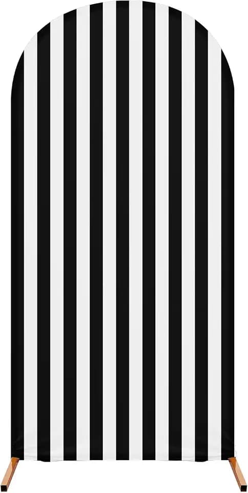 7.2ft Striped Arch Backdrop Cover, Black and White, Vertical