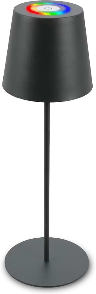 BRILONER - LED Tischlampe kabellos mit Touch, buntes RGB+W Licht, höhenverstellbar, Nachttischlampe, Leselampe, LED lampe, Campinglampe, Tischleuchte, Akku Lampe, Outdoor, 36x10,5 cm, Anthrazit