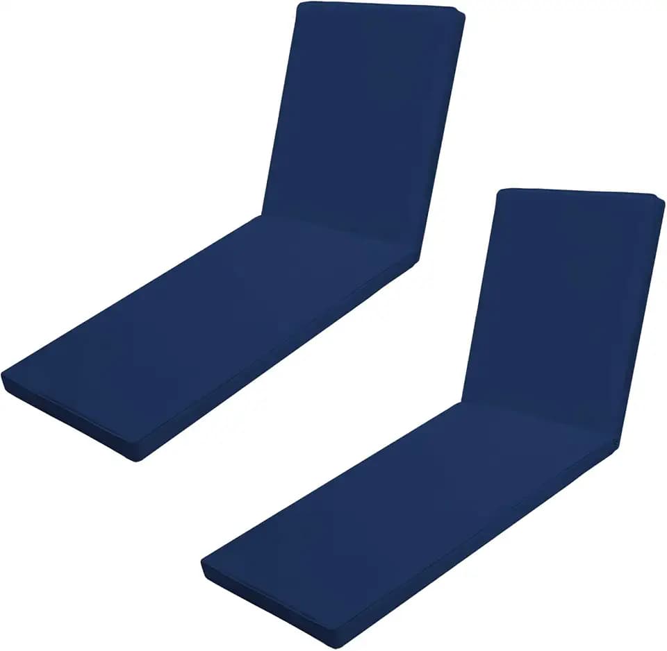 Chaise Lounge Cushions Outdoor Set of 2, 71x22x3 in, Navy Blue