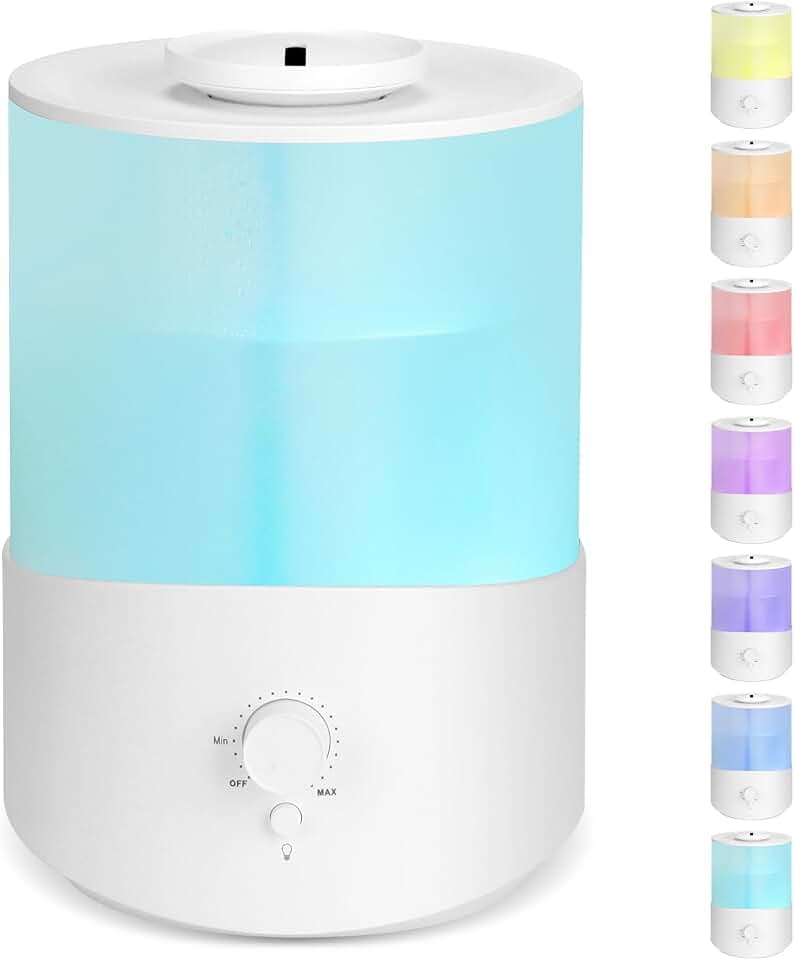 AiQInu Luftbefeuchter Schlafzimmer, 2.5L Luftbefeuchter Pflanzen, Humidifier mit Aroma Diffuser für ätherische Öle, Ultraschall Vernebler mit Kühlnebel, Nachtlicht, BPA Frei für Schlafzimmer, Nursery