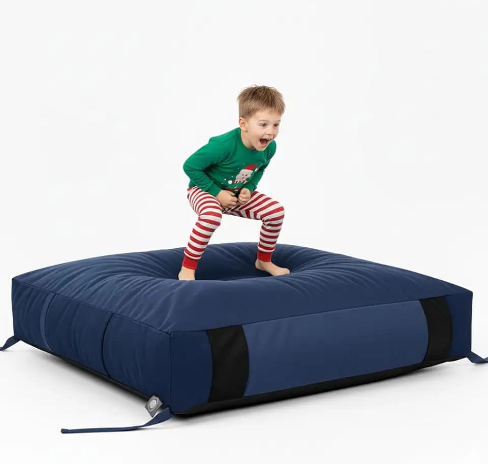 Crash Pad for Kids Sensory – Extra Large Crash Mat 66”x54”x10” with Soft Velvet Cover, Non-Slip Bottom, Air Mesh Sides, Carry Handles – Sensory Room Equipment & Kids Jump Pad