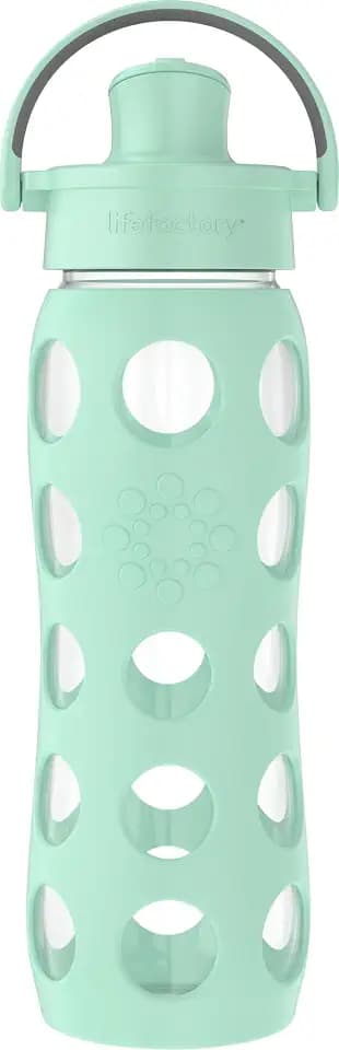 Lifefactory 22oz Glass Water Bottle with Active Cap, Mint
