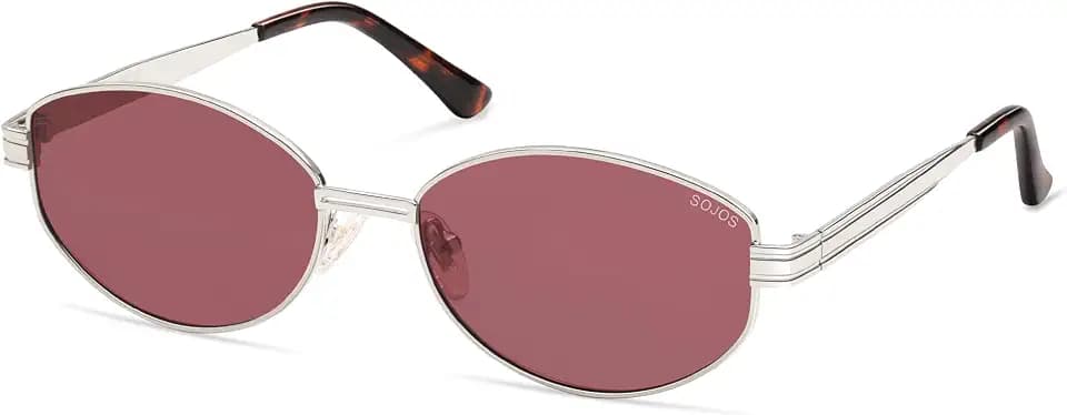 SOJOS Trendy Oval Round Polarized Sunglasses for Women Men, Retro Chic Circle Shades SJ1255