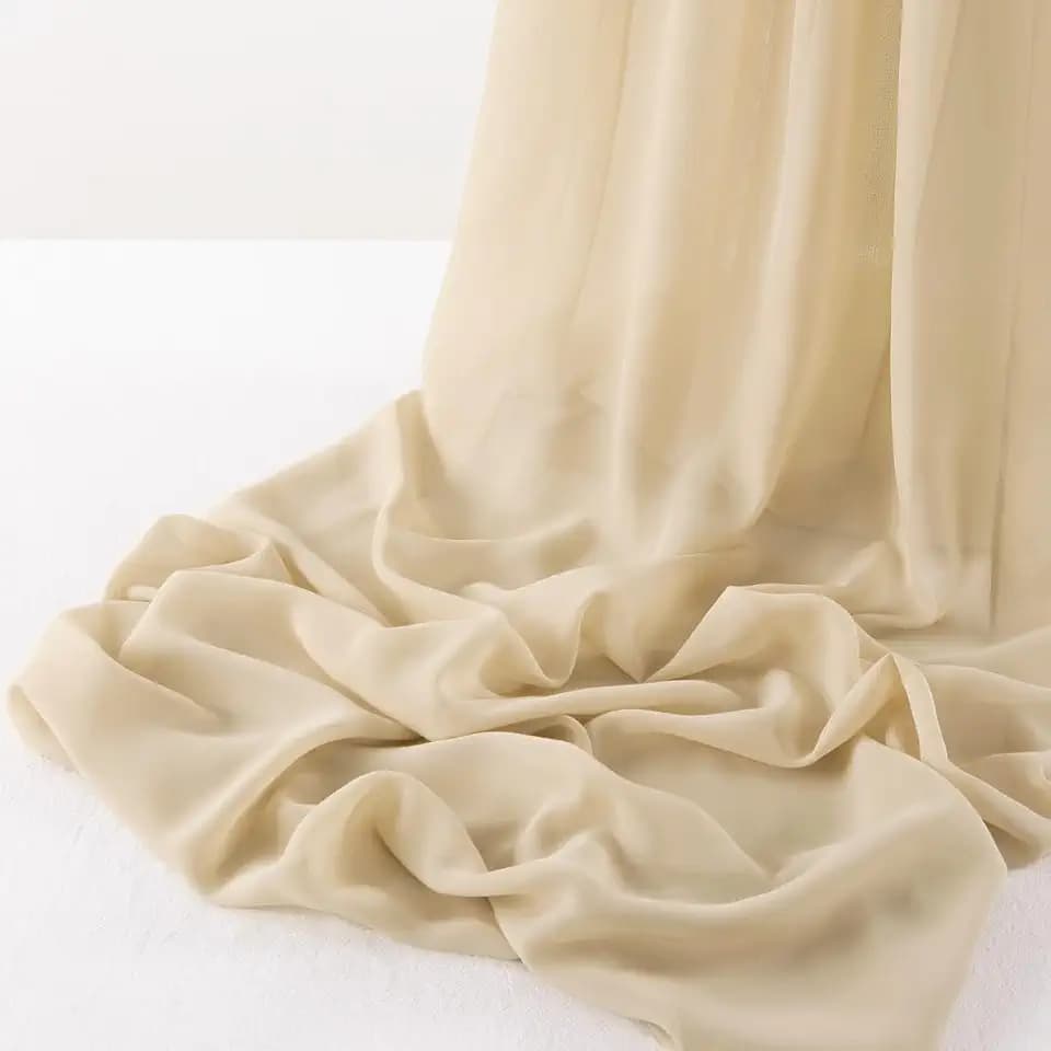 MLMW Champagne Chiffon Fabric by the Yard Sheer Fabric for Draping