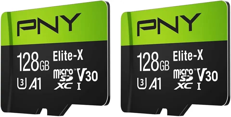 PNY 128GB Elite-X™ Class 10 U3 V30 A1 microSDXC Flash Memory Card - Up to 100MB/s Read, 4K UHD, Full HD, UHS-I, Smooth Content Capture, for Smartphones, Drones, Tablets, 2-Pack