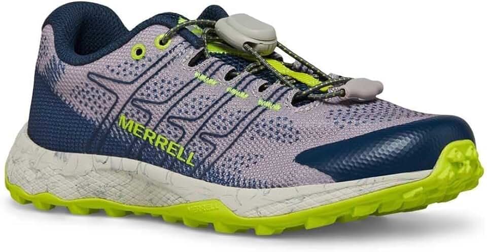 Merrell Moab Flight Low A/C Sneaker, Grey/Navy/Citron, 32 EU