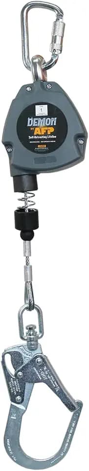 AFP Demon 11 FT Single Leg Self-Retracting Lifeline Cable Retractable | Steel Locking Pelican Rebar Hook | Safety Yoyo Fall Protection Arrest Limiter | Construction Industrial | OSHA & ANSI Rated SRL