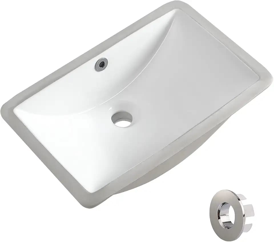 18.7"x11.9" Undermount Sink with Overflow White Rectangular Ceramic