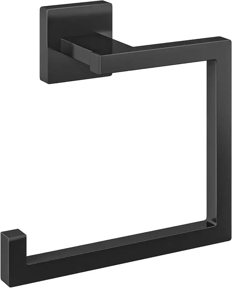 KLJKPA Square Towel Ring, Hand Towel Holder for Bathroom Wall Mount, Black