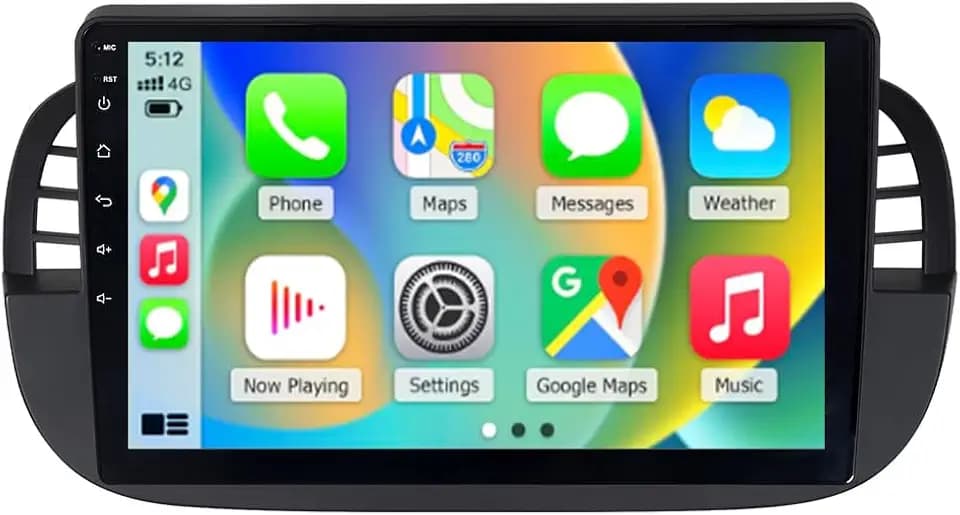 ASURE 9 inch 8Core 4+64GB Car Stereo for Fiat 500 500C 2007-2015 Black