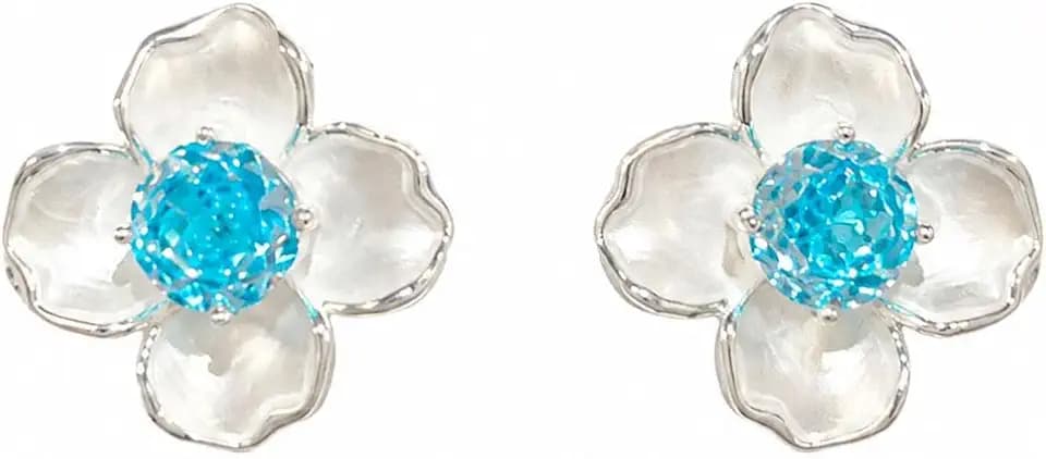 Jean Beau Flower Stud Earrings for Women, Statement Cluster CZ Floral Earring Gold Plated Sterling Silver Wedding Prom Fashion Jewelry Accessories Gift
