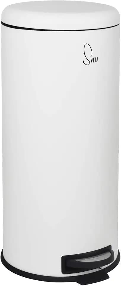 SVITA T30 Mülleimer Weiß Treteimer Abfalleimer 30 Liter inkl. Inneneimer rund Küchen-Hilfe