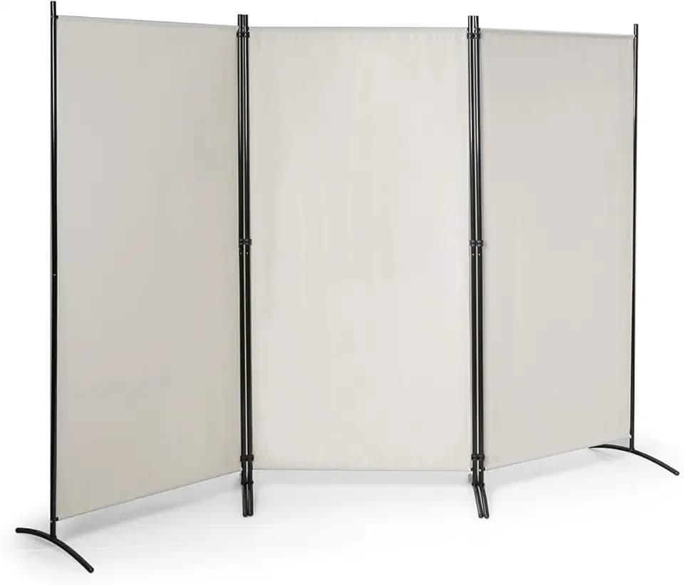 FANTASK 260 x 183cm Raumteiler, Paravent 3 teilig klappbar, Trennwand Wandschirm aus Metall & Polyester, Sichtschutz Room Divider Innen für Zuhause Büro Terrasse, Extra breit