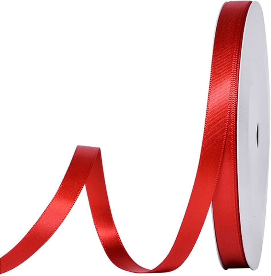 91 m Satinband Rot, 10 mm Doppelseitig Schleifenband Geschenkband Dekoband Seidenband Doppelsatinband Satin Ribbon für Hochzeit Geburtstag Party Dekoration, Geschenkverpackung, Basteln