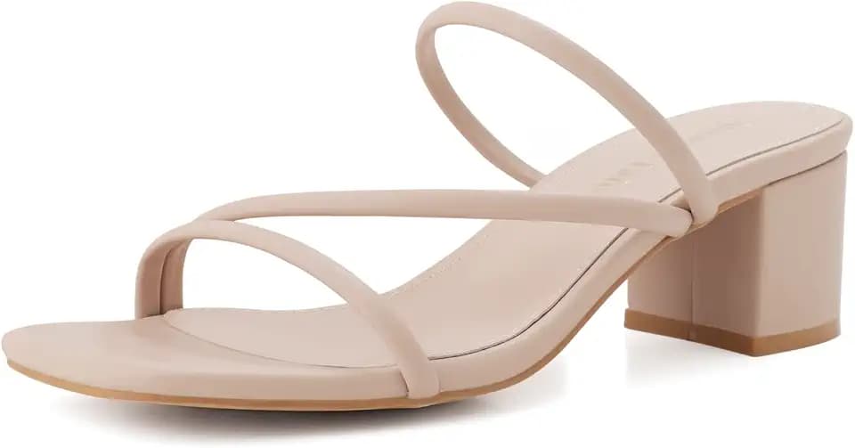 Shoe'N Tale Strappy Heels Women's Chunky Block Heel Mules