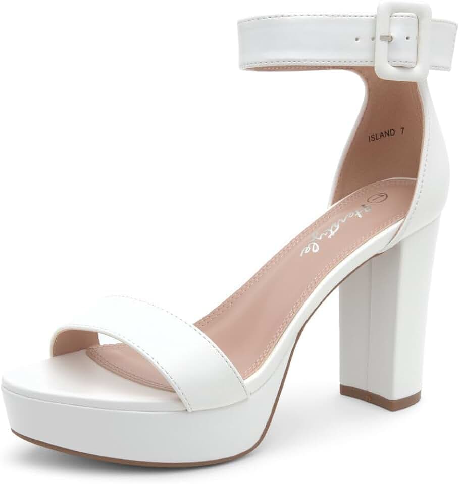 Herstyle Women’s Chunky Platform Heels – 4 Inch Block Heeled Sandals, Open Toe Dressy Strappy Heels with Ankle Strap for Wedding, Prom, Party & Graduation