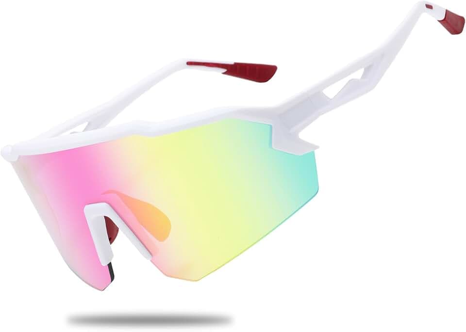 Sportbrille Herren Damen, Die Schnelle Brille für Radfahren & Laufen (33g), Ultraleichte TR90 Fahrradbrille mit UV400, Bruchsicher & Anti-Beschlag HD Sonnenbrille (White)