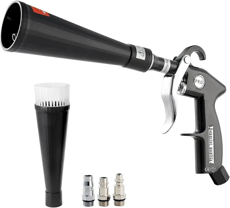 VEVOR Car Cleaning Gun, 6-9.2 Bar High-Pressure Air Blow Gun with 2 Set Nozzles, 360° Rotating Nozzle for Complete Cleaning, Quickly Blasts Dirt and Dust from Surface, Work with 1/4 NPT Air Compressor