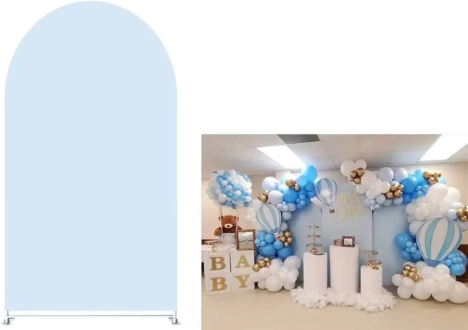 Arched Backdrop 2.5X6ft Light Blue Arch Wall Covers Stretchy Photography Background for Party Decorations Wedding Banquet Bridal Baby Shower Banner Birthday Parties Props