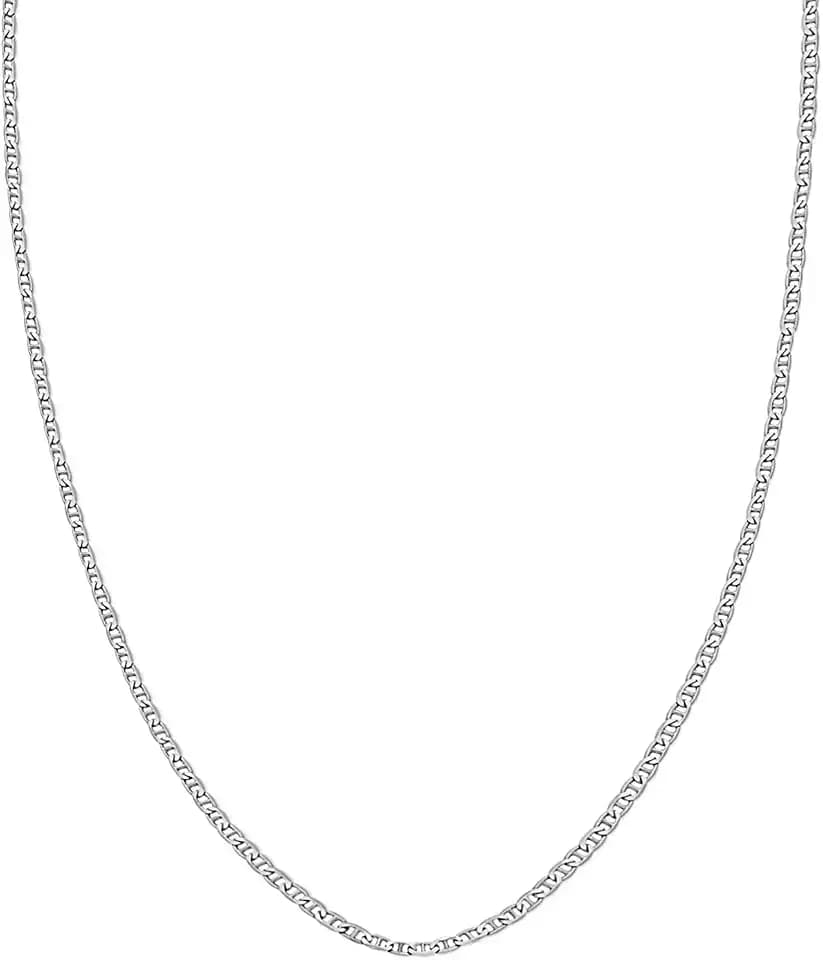 Savlano 925 Sterling Silver 1.5mm Italian Solid Flat Mariner Link Chain Necklace For Men & Women - Made in Italy Comes With a Gift Box