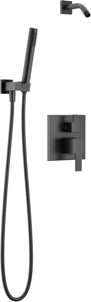 Delta Modern Square Shower System Faucet Set, Matte Black Shower Head and Handle Set, Valve Trim Kit, Matte Black T342703-BLLHD (Valve and Head Not Included)