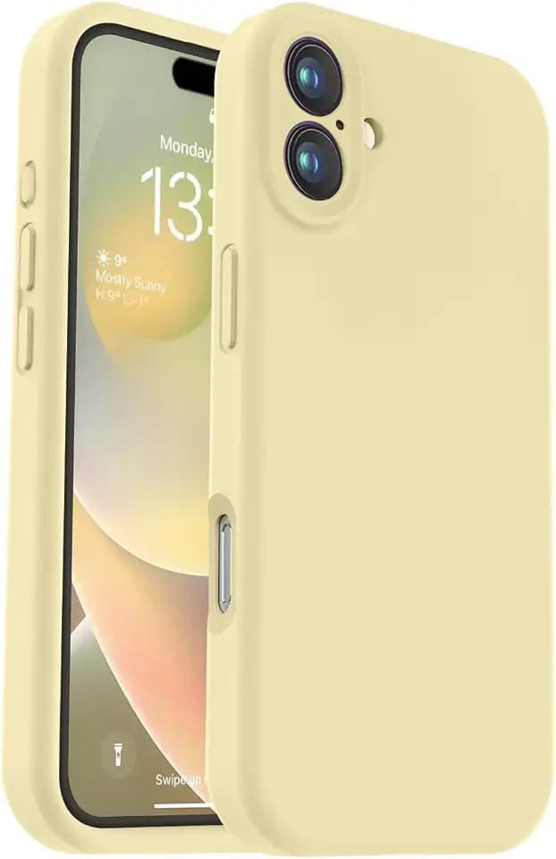 Vooii Compatible with iPhone 16 Plus Case, Liquid Silicone Upgrade [Camera Protection] [Soft Anti-Scratch Microfiber Lining] Shockproof Phone Case for iPhone 16 Plus 6.7 inch - Creamy Yellow