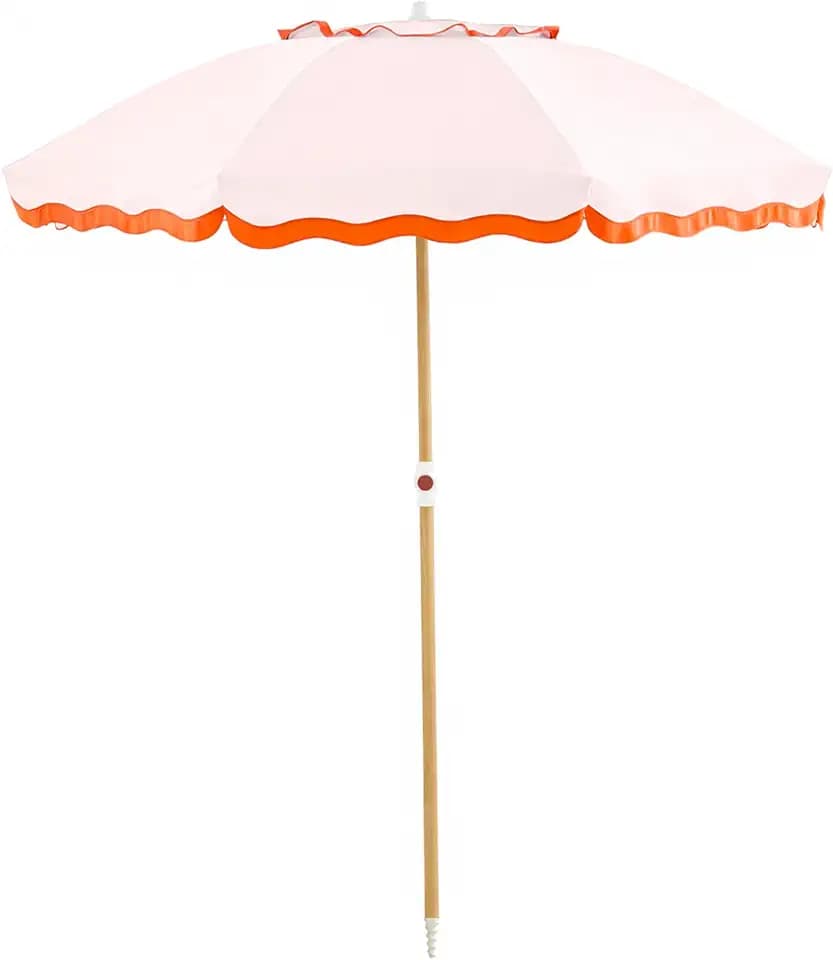 6FT Patio Beach Umbrella, UPF 50+ Sun Shade, Adjustable Tilt