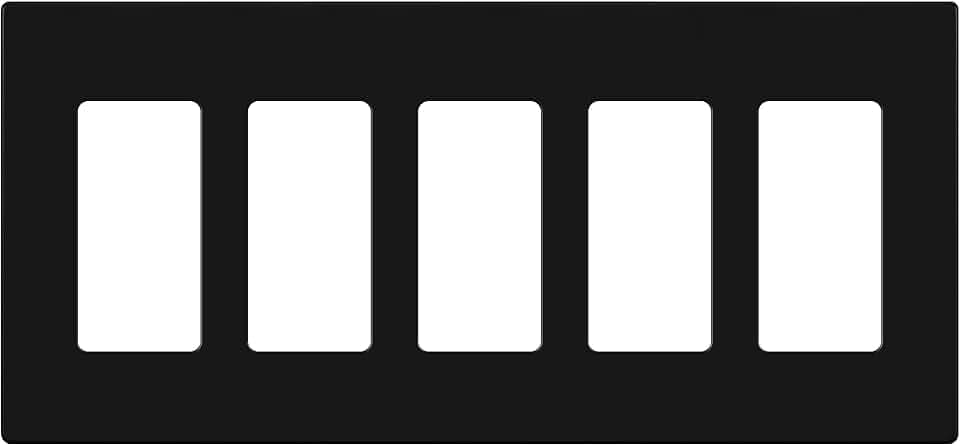 TG 5-Gang Black Screwless Decorator Light Switch Outlet Wall Plate Cover