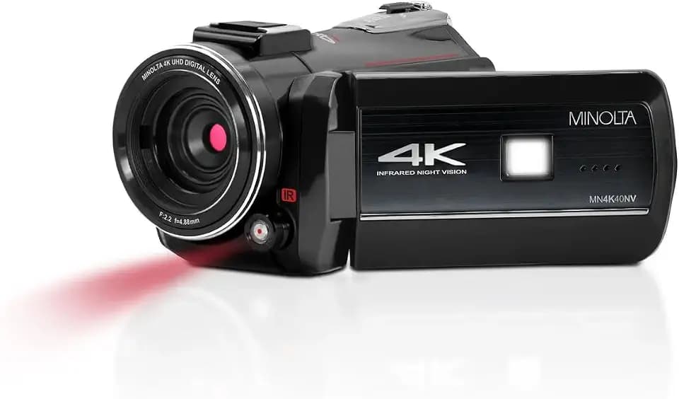 Minolta MN4K40NV 4K 30MP 3" Touch Night Vision Camcorder w/LED Light,
