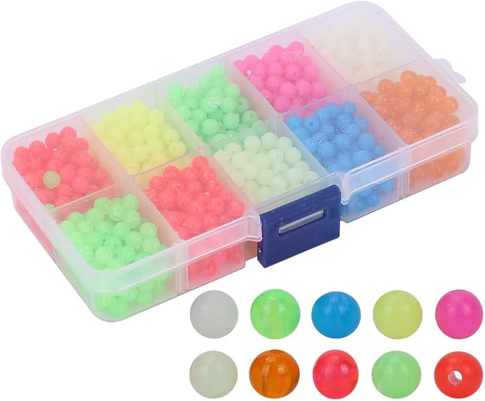 Angelperlen, bunte leuchtende Glow Perlen runde Leuchtkugeln für Deep Drop Rigs, Nachtangeln, Flussfischerei, Strandangeln, Jigging, Unterwasserbeleuchtung, Fischsuche