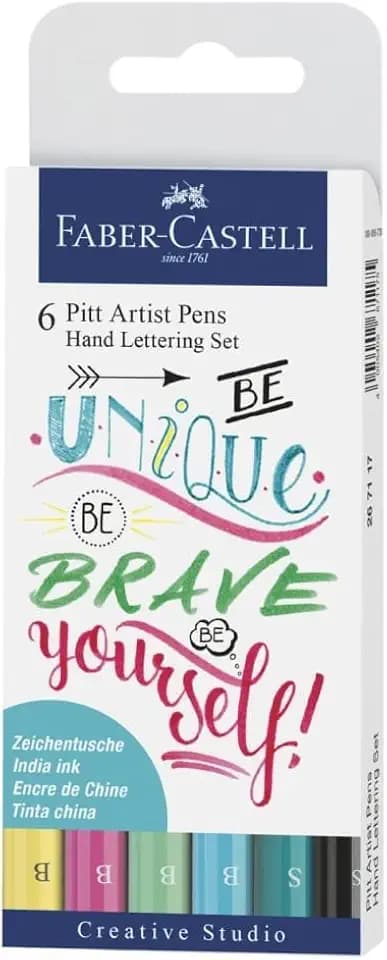 FABER-CASTELL - Tuschestifte Pitt Artist Pen Lettering, 6 Stifte