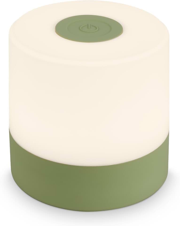BRILONER – Mini LED Tischlampe Kabellos, Dimmbare Nachttischlampe Touch, Schreibtischlampe, Leselampe, Tischleuchte Outdoor & Indoor, USB-C, Camping Lampe, Warmweißes Licht, 7x7 cm, Grün