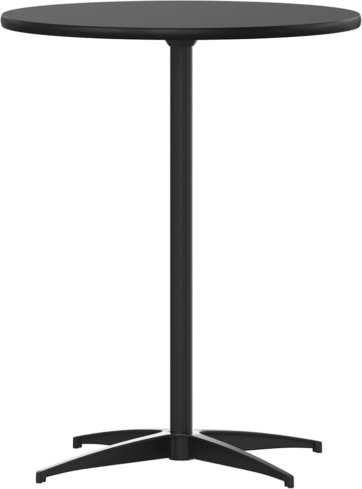 Flash Furniture 24 in Wood Round Cocktail Table, Black